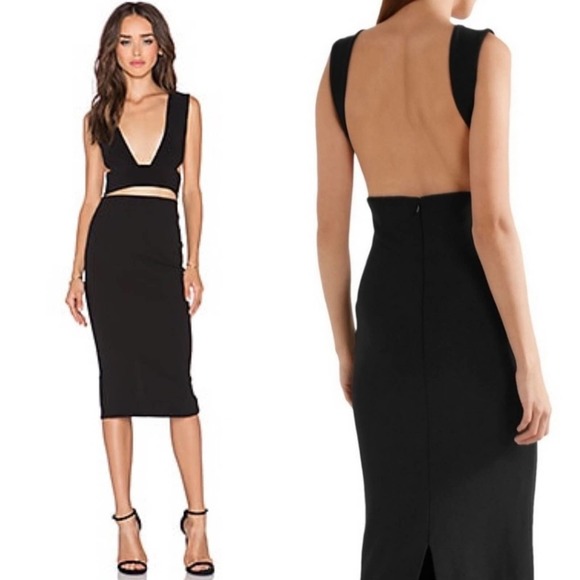 SOLACE London Knight Knee Length Dress in Black Size 2 - Picture 1 of 5